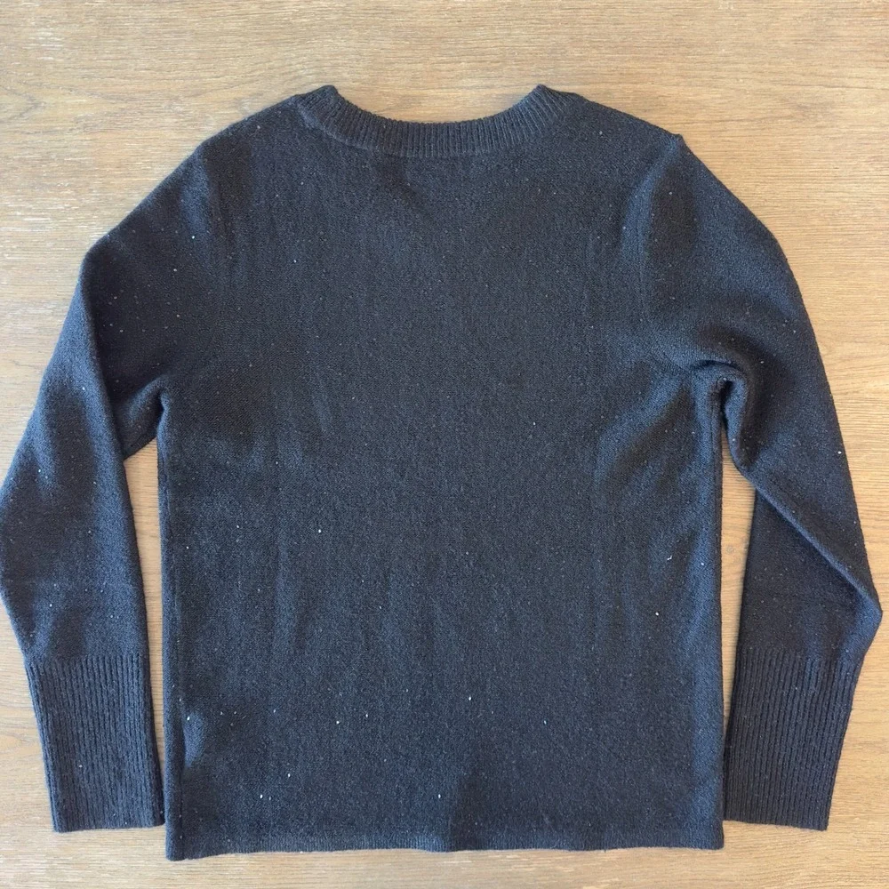 Lilly Pulitzer Morgen Sequin Holiday Sweater in Onyx Black Metallic Sequin-Large